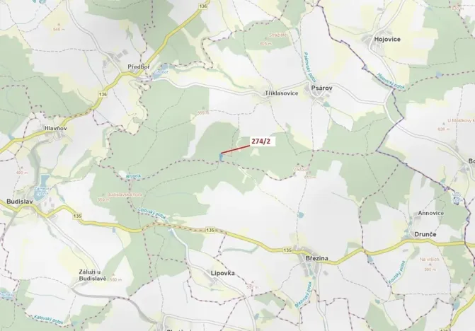 Dražba lesa, Psárov, 5348 m2