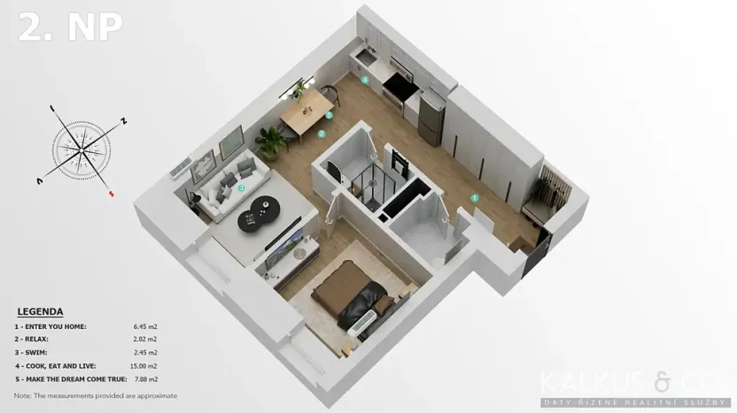 Pronájem bytu 2+kk, Hradec Králové, Eliščino nábřeží, 34 m2