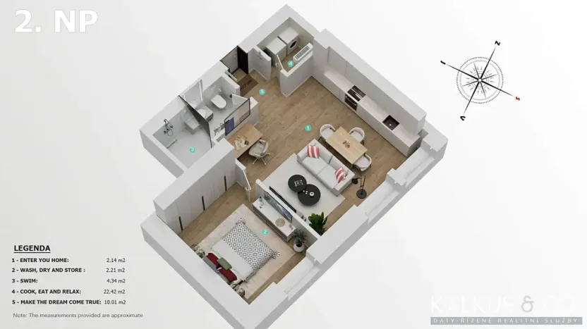 Pronájem bytu 2+kk, Hradec Králové, Eliščino nábřeží, 44 m2