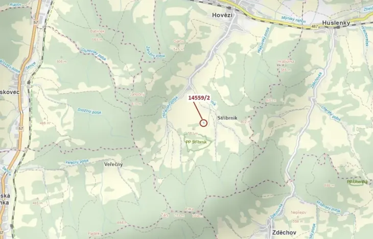 Dražba lesa, Hovězí, 605 m2