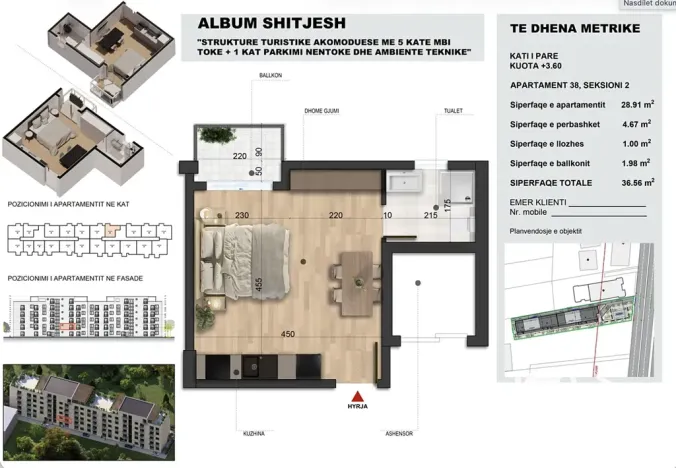 Prodej bytu 1+kk, Golem, Albánie, 36 m2