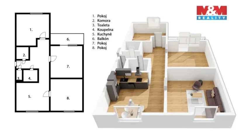 Prodej bytu 3+1, Česká Třebová, Habrmanova, 80 m2
