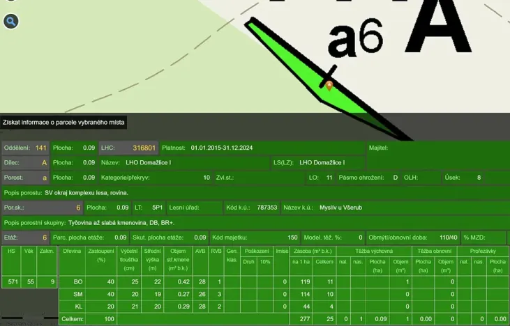 Prodej lesa, Všeruby, 892 m2