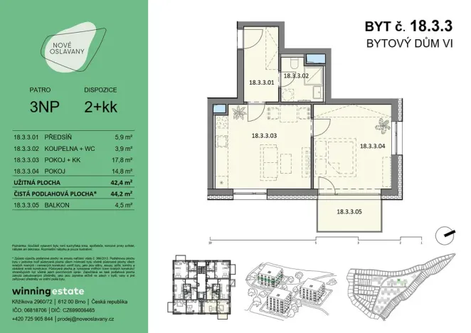 Prodej bytu 2+kk, Oslavany, Letkovská, 44 m2