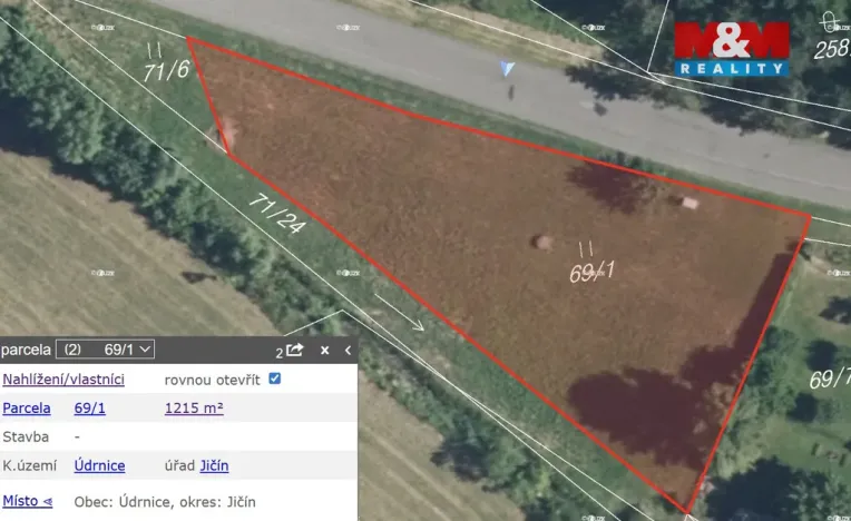 Prodej pozemku pro bydlení, Údrnice, 1215 m2