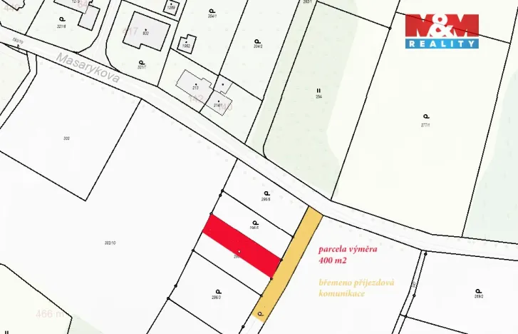 Prodej zahrady, Velké Popovice, Masarykova, 400 m2