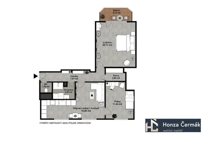 Prodej bytu 3+kk, Olomouc, Velkomoravská, 67 m2