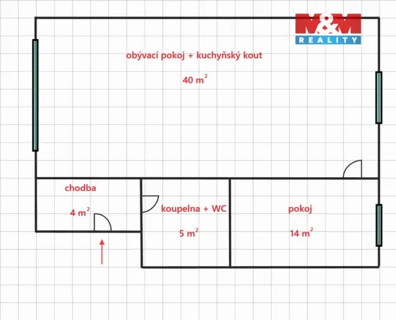 Pronájem bytu 2+kk, Heřmanův Městec, Masarykovo náměstí, 63 m2