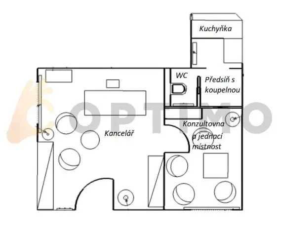 Pronájem kanceláře, Praha - Smíchov, Grafická, 50 m2