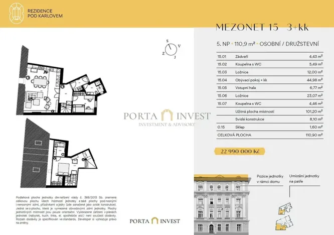Prodej bytu 3+kk, Praha - Vinohrady, Pod Karlovem, 109 m2