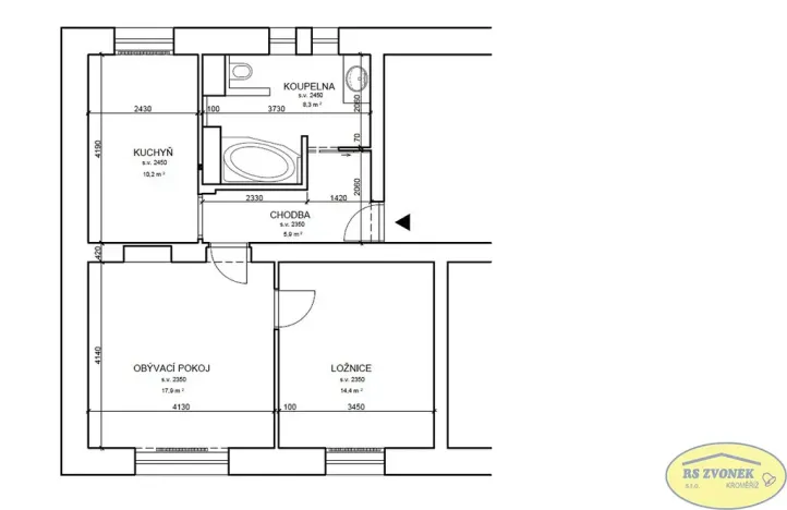 Pronájem bytu 2+1, Kroměříž, Jiráskova, 56 m2
