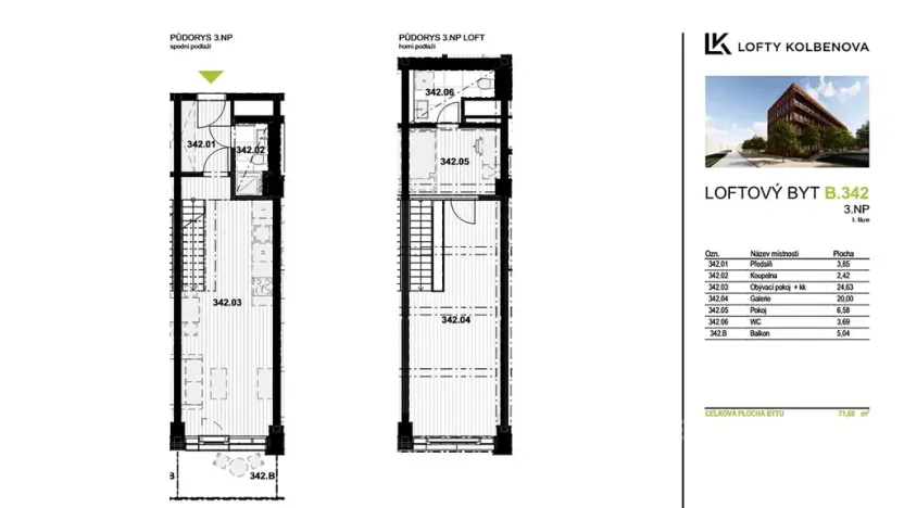 Pronájem bytu 3+kk, Praha - Vysočany, Kolbenova, 66 m2