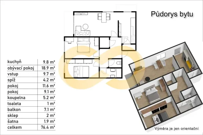Prodej bytu 3+kk, Borek, Družstevní, 67 m2