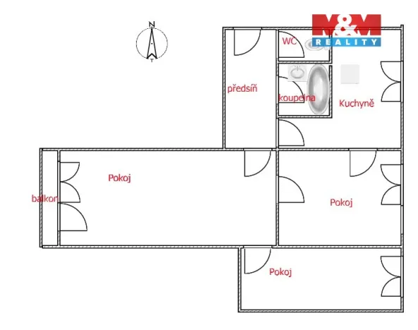 Pronájem bytu 3+1, Děčín - Děčín II-Nové Město, Kamenická, 64 m2