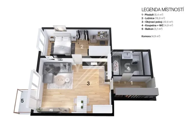 Prodej bytu 2+kk, Praha - Dolní Chabry, K Beranovu, 59 m2