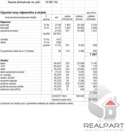 Pronájem kanceláře, Brno, U Svitavy, 55 m2