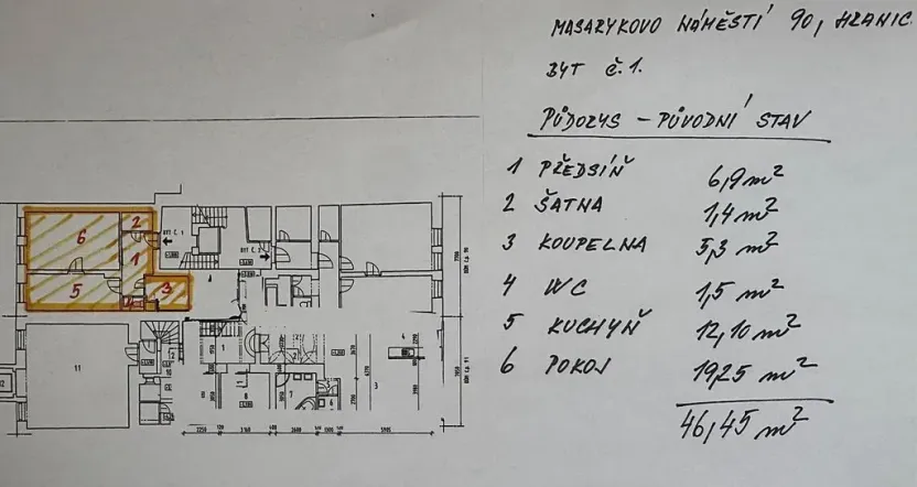 Pronájem bytu 1+1, Hranice, Masarykovo náměstí, 46 m2