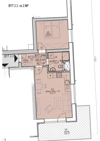 Prodej bytu 2+kk, Brno, Chvalovka, 46 m2