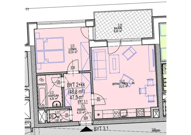 Prodej bytu 2+kk, Brno, Chvalovka, 46 m2