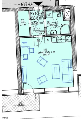 Prodej bytu 1+kk, Brno, Chvalovka, 35 m2