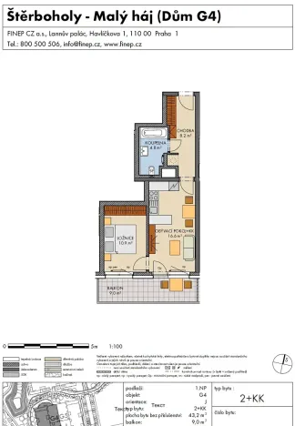 Prodej bytu 2+kk, Praha - Dolní Měcholupy, Honzíkova, 43 m2