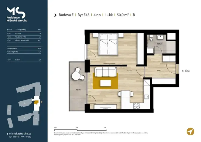 Pronájem bytu 2+kk, Plzeň, Pallova, 52 m2