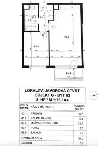 Prodej bytu 2+kk, Praha - Horní Měcholupy, Modenská, 54 m2