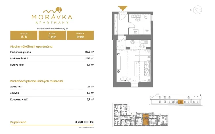 Prodej bytu 1+kk, Malá Morávka, 37 m2