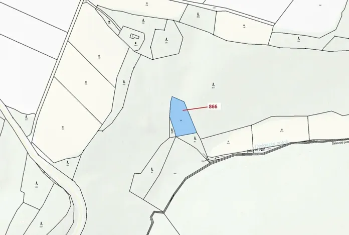 Dražba pozemku, Dešov, 1277 m2