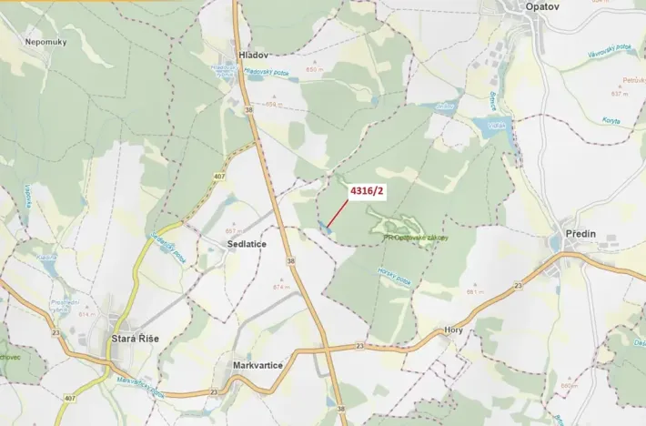 Dražba lesa, Opatov, 7085 m2