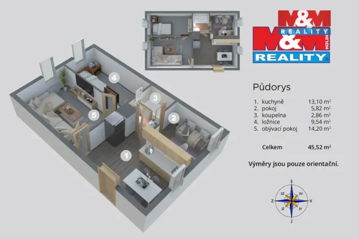 Prodej bytu 2+1, Děčín, Kamenická, 45 m2