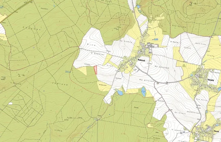 Prodej pole, Raková, 9423 m2