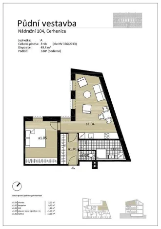 Prodej bytu 2+kk, Cerhenice, Nádražní, 49 m2