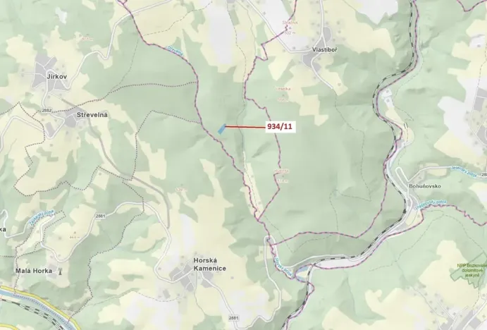 Dražba lesa, Jílové u Držkova, 3439 m2