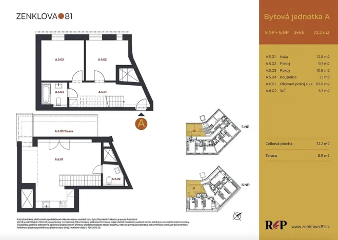 Prodej bytu 3+kk, Praha - Libeň, Zenklova, 72 m2