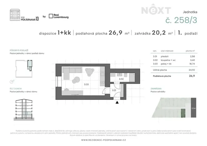 Prodej bytu 1+kk, Praha - Vysočany, Pod pekárnami, 27 m2