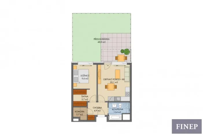 Prodej bytu 2+kk, Praha - Hlubočepy, Voskovcova, 51 m2