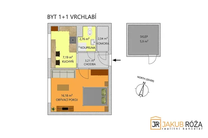 Prodej bytu 1+1, Vrchlabí, Východní, 31 m2