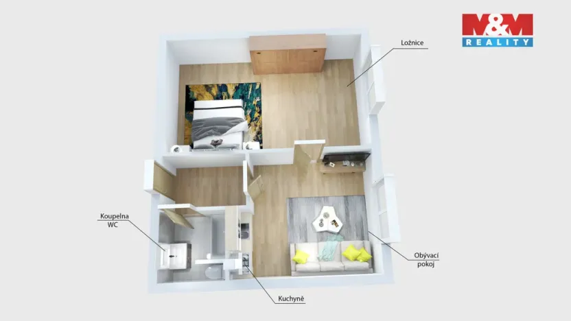 Pronájem bytu 1+1, Ústí nad Labem - Střekov, Žukovova, 35 m2