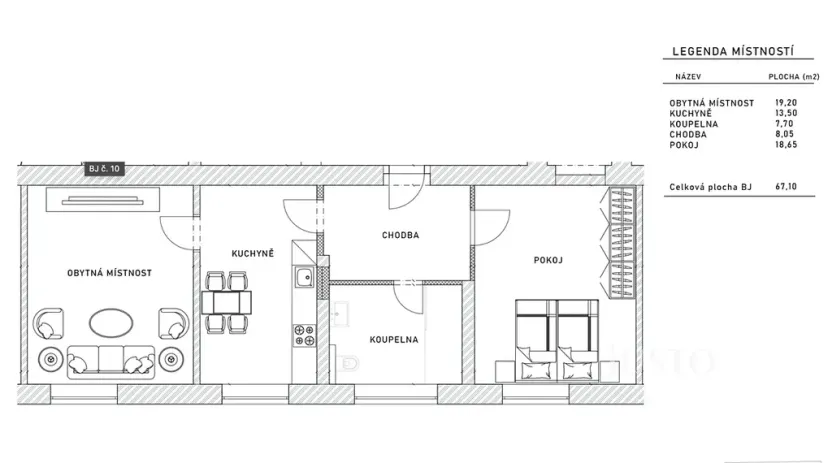 Pronájem bytu 2+1, Děčín, Plzeňská, 67 m2