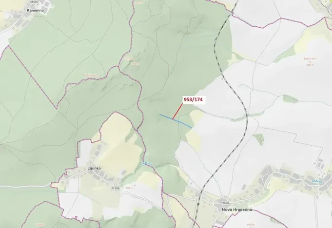 Dražba lesa, Nová Hradečná, 6275 m2