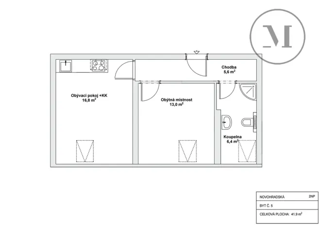 Pronájem bytu 2+kk, České Budějovice, Novohradská, 50 m2
