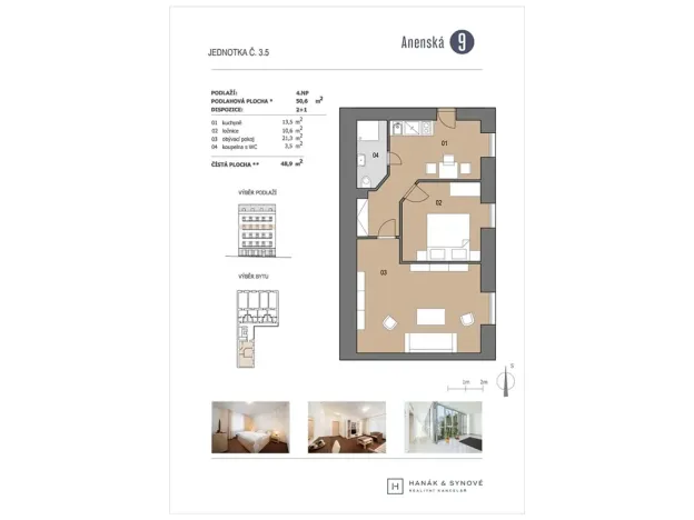 Pronájem bytu 2+1, Brno, Anenská, 50 m2