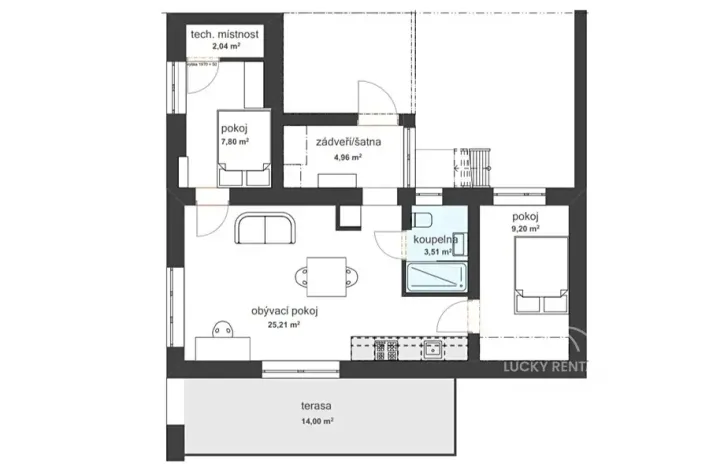 Pronájem bytu 3+kk, Hradec Králové, Přemyslova, 53 m2
