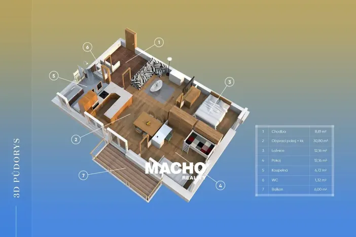 Pronájem bytu 3+kk, Líšnice, Varadov, 71 m2