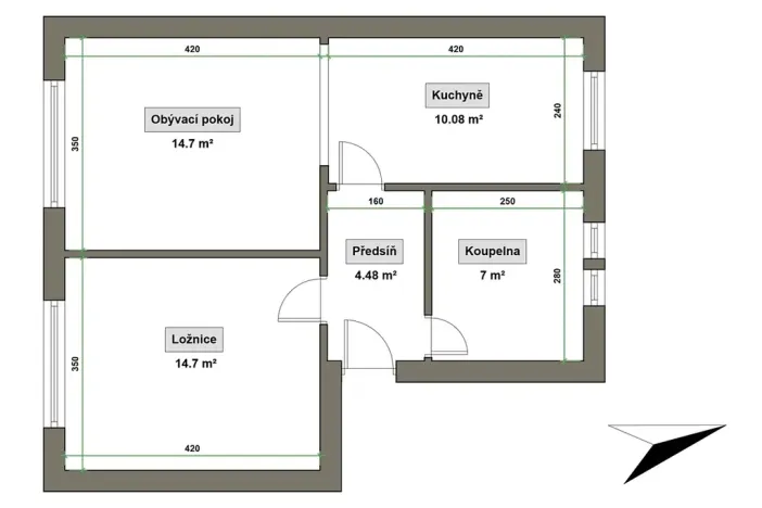 Prodej bytu 2+kk, Zlín, Benešovo nábřeží, 53 m2