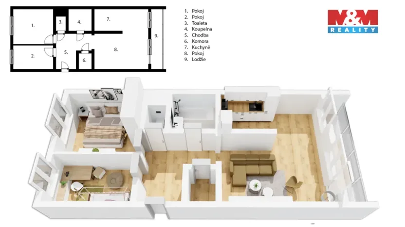 Prodej bytu 3+1, Praha - Bohnice, Dolákova, 74 m2