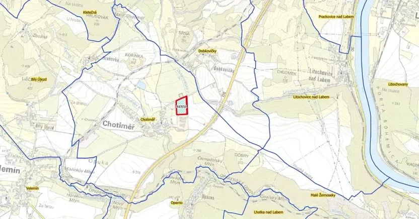 Prodej podílu sadu/vinice, Chotiměř, 4287 m2