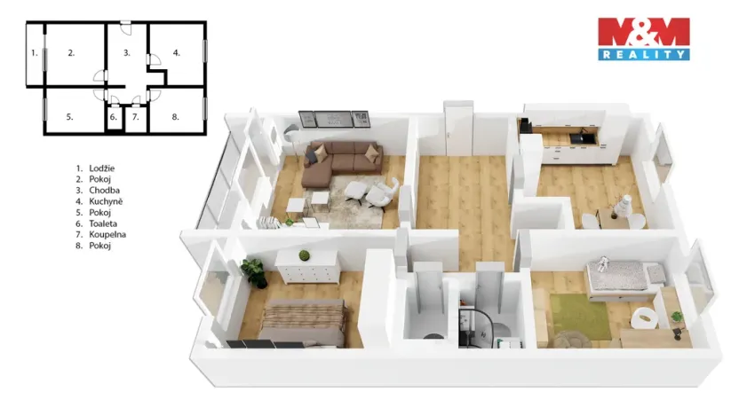 Prodej bytu 3+1, Sedlice, Sídliště 2, 82 m2