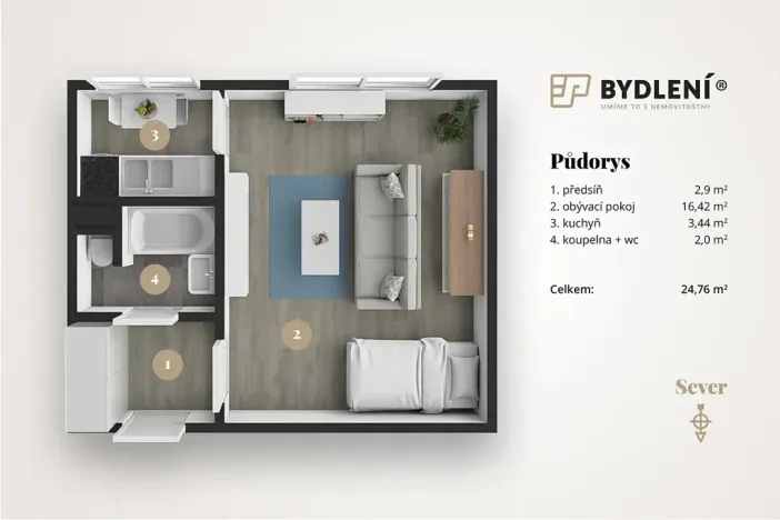 Prodej bytu 1+1, Hrob, Rybniční, 27 m2